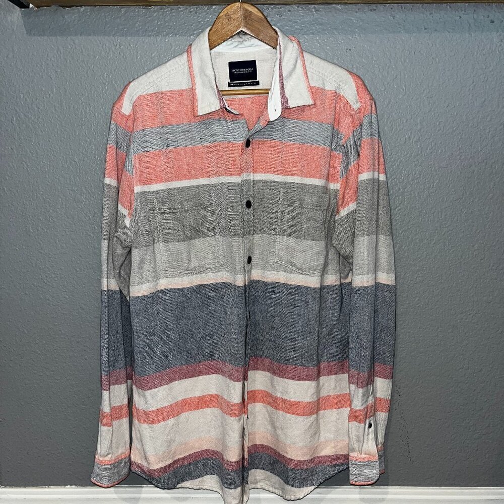 SCOTCH & SODA AMSTERDAMS BLAUW  Stripe Woven Far East Amsterdam Shirt Shacket XL